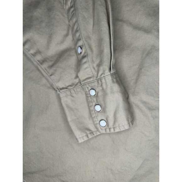 Wrangler Western Pearl Snap Shirt 20x36 Big Khaki Tan Long Sleeve Cowboy Work - Picture 3 of 8